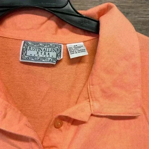 Justin Allen Xtra Orange and Pink Sleeveless Polo Tank Top size 2XL - Picture 3 of 3